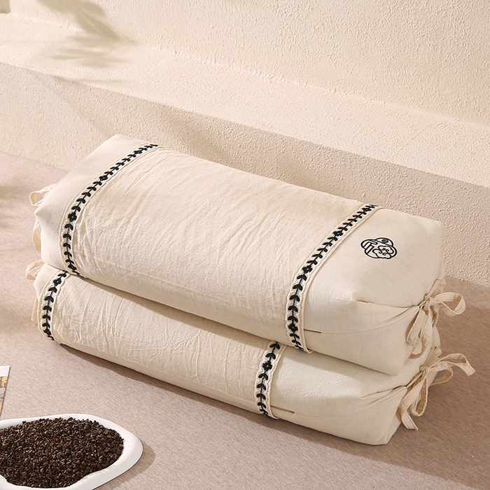 91家纺网 家纺一手货源 找家纺 （总）蔻眠 棉麻绑带两用荞麦护颈枕芯亚麻荞麦壳枕头