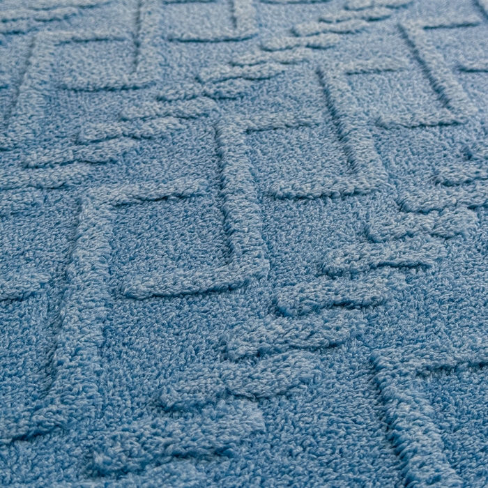 91家纺网 家纺一手货源 找家纺 睡美人 2025新款塔芙绒纯色立体雕花床笠三件套 塔芙绒星空蓝