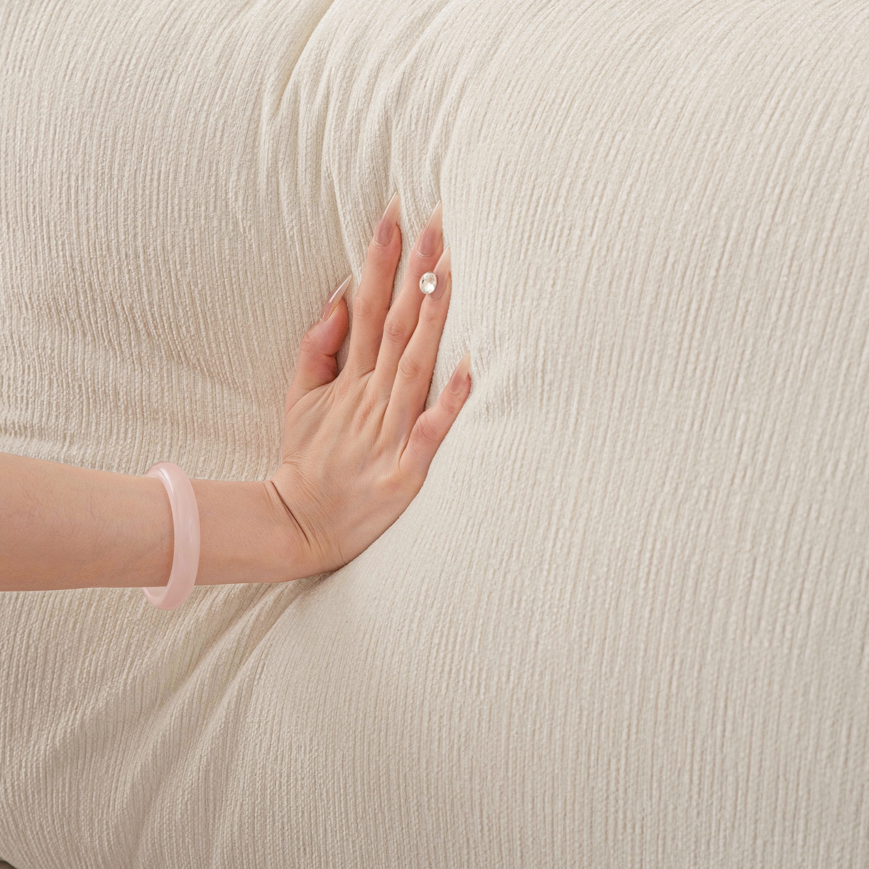 91家纺网 家纺一手货源 找家纺 美达人 2025新款雪尼尔立体面包靠背轻奢立体床头靠垫沙发组合大靠背榻榻米飘窗靠枕无床头软包可拆洗 雪尼尔-立体面包-素白