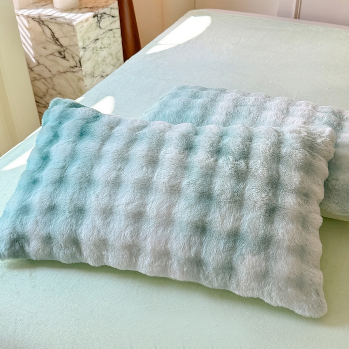 91家纺网 家纺一手货源 找家纺 唐人居 2025新款泡泡兔毛牛奶绒四件套--七彩 七彩绿