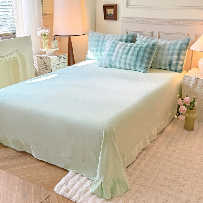 91家纺网 家纺一手货源 找家纺 唐人居 2025新款泡泡兔毛牛奶绒四件套--七彩 七彩绿