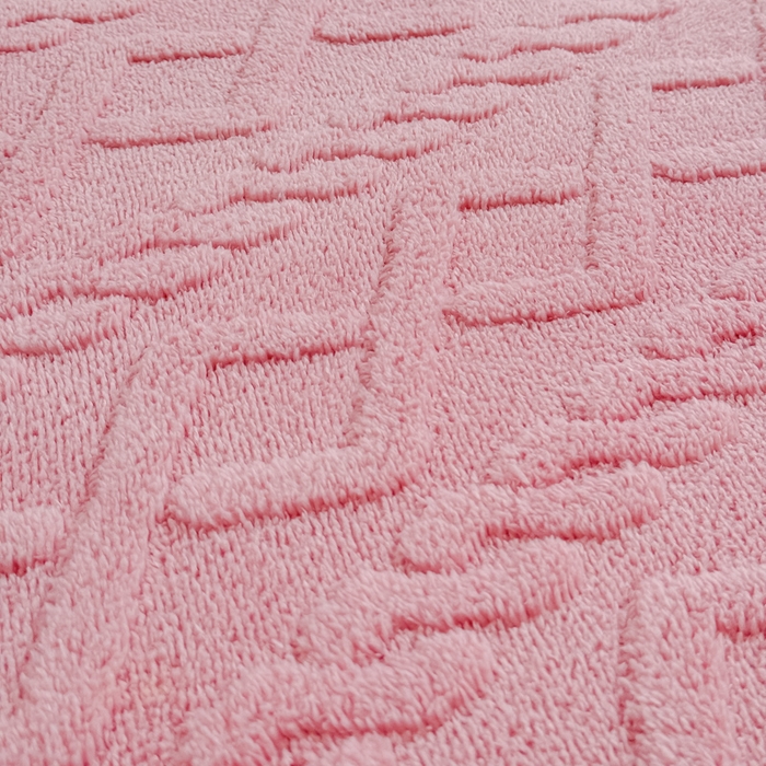 91家纺网 家纺一手货源 找家纺 睡美人 2025新款塔芙绒纯色立体雕花床笠三件套 塔芙绒蜜桃粉