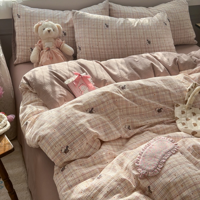 91家纺网 家纺一手货源 找家纺 （总）丽美人家纺 2025新款【全尺寸不断货】高克重木棉提花双层纱四件套