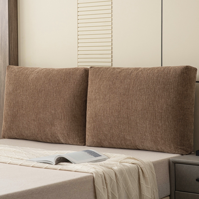 美达人 2025新款雪尼尔立体面包靠背轻奢立体床头靠垫沙发组合大靠背榻榻米飘窗靠枕无床头软包可拆洗 雪尼尔-立体面包-棕咖