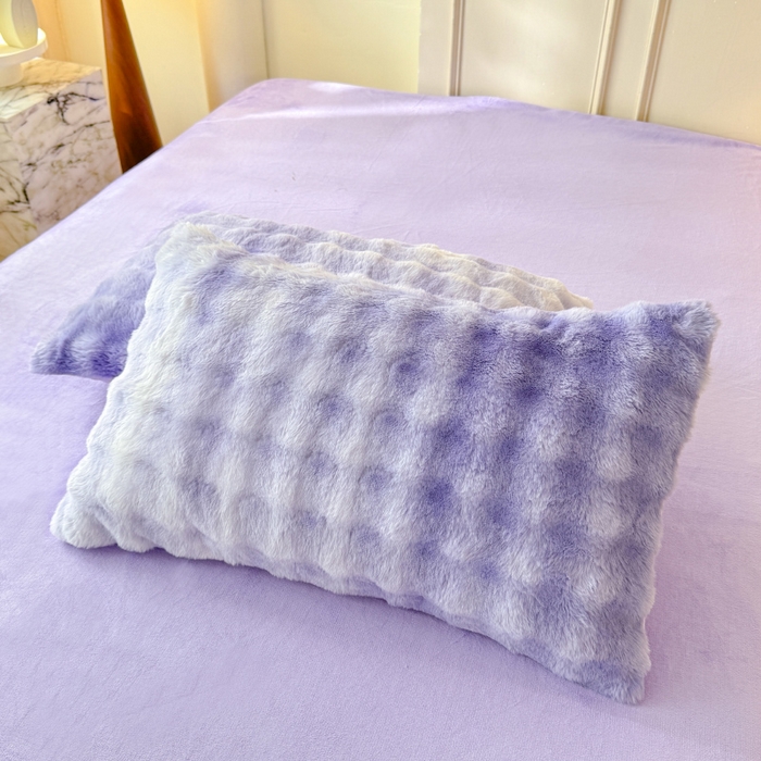 91家纺网 家纺一手货源 找家纺 唐人居 2025新款泡泡兔毛牛奶绒四件套--七彩 七彩紫