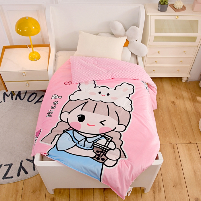 91家纺网 家纺一手货源 找家纺 （总）萌宝家纺 2025新款可拆洗A类儿童豆豆绒大豆冬被儿童婴儿绒春秋被安抚被被子被芯