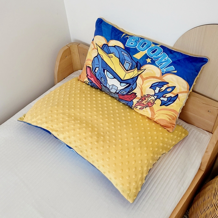 91家纺网 家纺一手货源 找家纺 （总）萌宝家纺 2025新款大版儿童豆豆绒枕套幼儿园安抚枕头枕芯