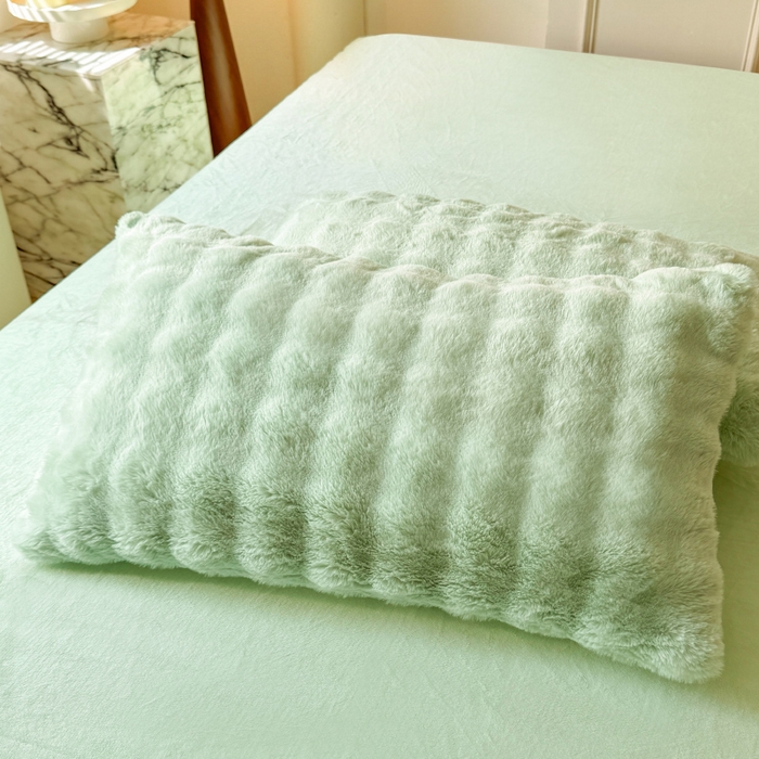 91家纺网 家纺一手货源 找家纺 唐人居 2025新款泡泡兔毛牛奶绒四件套--七彩 浅绿