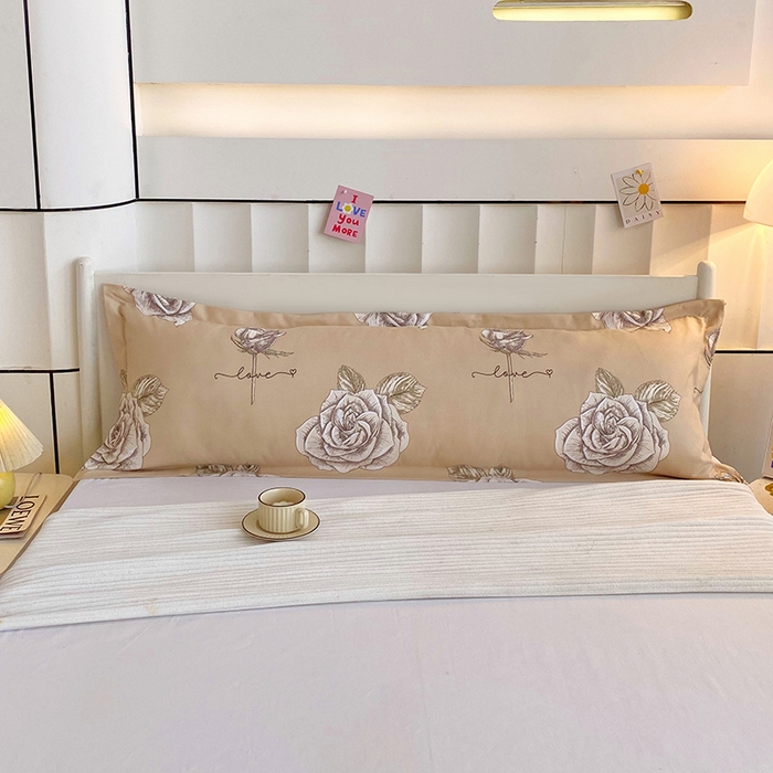 91家纺网 家纺一手货源 找家纺 雨彤家纺 2025新款小清新斜纹印花双人枕套 玫瑰故事