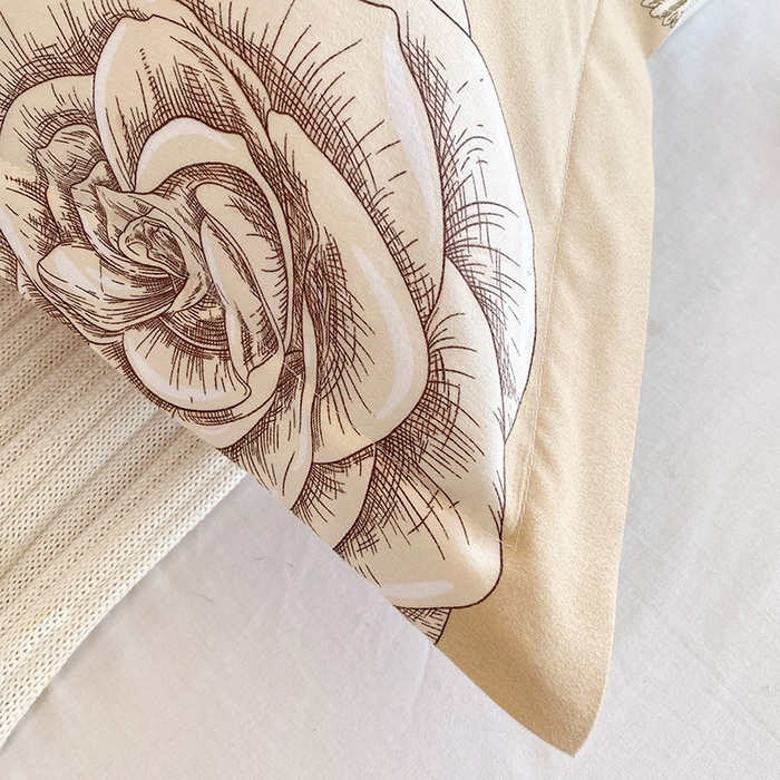 91家纺网 家纺一手货源 找家纺 雨彤家纺 2025新款小清新斜纹印花双人枕套 玫瑰故事