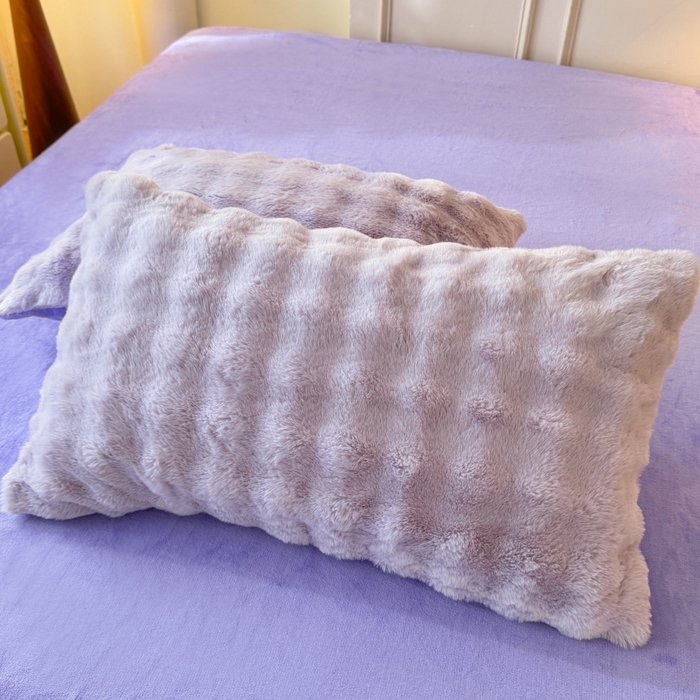 91家纺网 家纺一手货源 找家纺 唐人居 2025新款泡泡兔毛牛奶绒四件套--七彩 浅紫