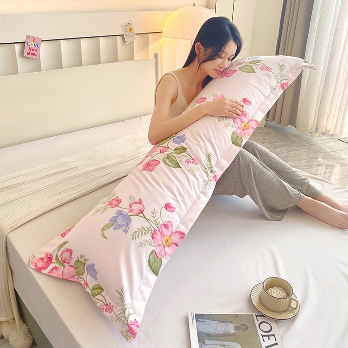 91家纺网 家纺一手货源 找家纺 雨彤家纺 2025新款小清新斜纹印花双人枕套 瑰丽山茶