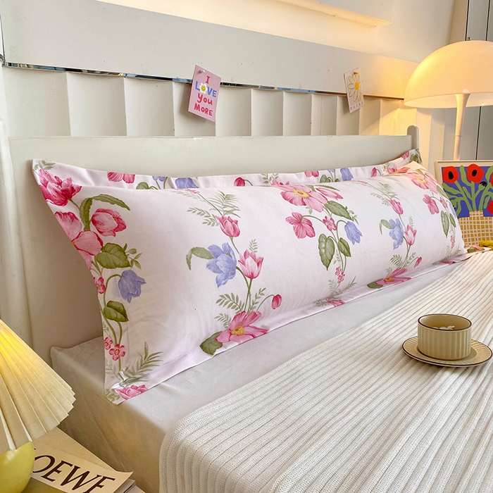 91家纺网 家纺一手货源 找家纺 雨彤家纺 2025新款小清新斜纹印花双人枕套 瑰丽山茶