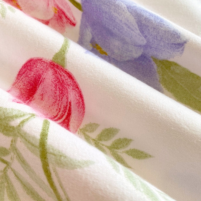 91家纺网 家纺一手货源 找家纺 雨彤家纺 2025新款小清新斜纹印花双人枕套 瑰丽山茶