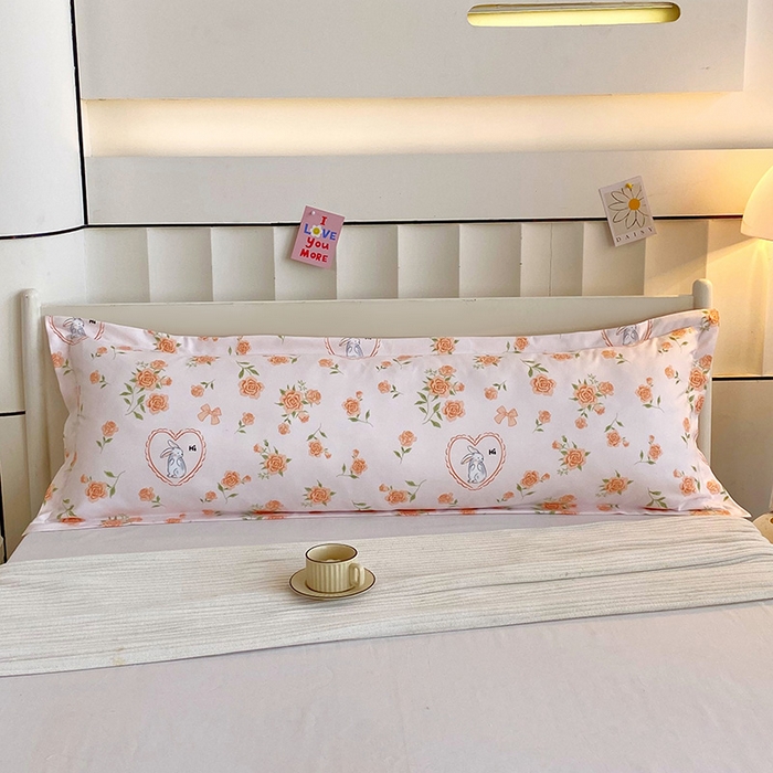 91家纺网 家纺一手货源 找家纺 雨彤家纺 2025新款小清新斜纹印花双人枕套 浮梦精灵