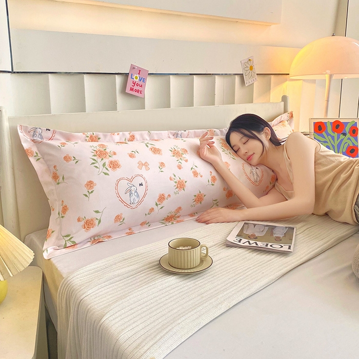 91家纺网 家纺一手货源 找家纺 雨彤家纺 2025新款小清新斜纹印花双人枕套 浮梦精灵