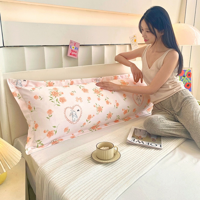 91家纺网 家纺一手货源 找家纺 雨彤家纺 2025新款小清新斜纹印花双人枕套 浮梦精灵