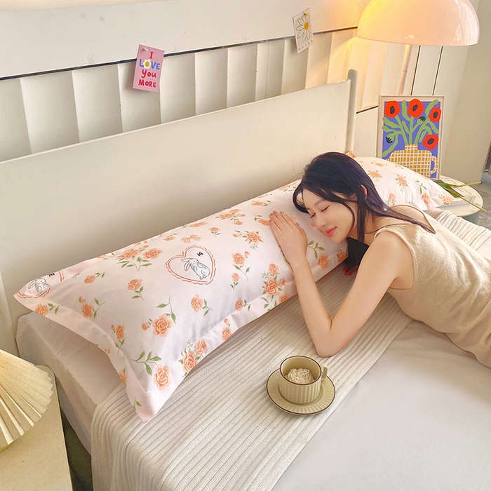 91家纺网 家纺一手货源 找家纺 雨彤家纺 2025新款小清新斜纹印花双人枕套 浮梦精灵