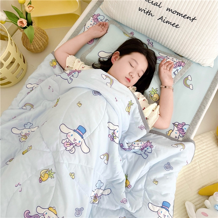 （总）萌宝家纺 2025新款三丽鸥凉感丝夏被凉席三件套幼儿园小学生宿舍系列