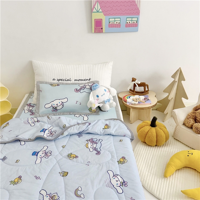 91家纺网 家纺一手货源 找家纺 （总）萌宝家纺 2025新款三丽鸥凉感丝夏被凉席三件套幼儿园小学生宿舍系列
