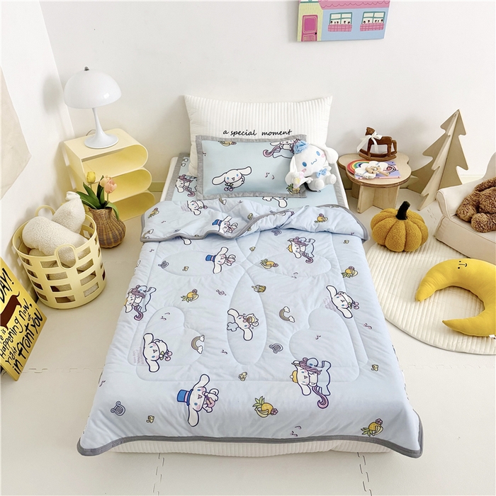 91家纺网 家纺一手货源 找家纺 （总）萌宝家纺 2025新款三丽鸥凉感丝夏被凉席三件套幼儿园小学生宿舍系列