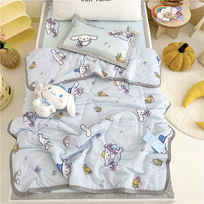 91家纺网 家纺一手货源 找家纺 （总）萌宝家纺 2025新款三丽鸥凉感丝夏被凉席三件套幼儿园小学生宿舍系列