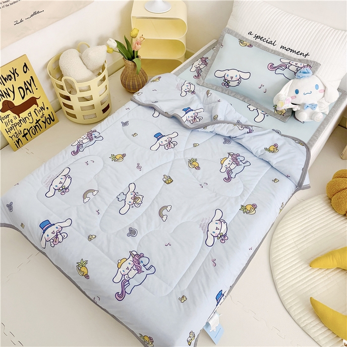 91家纺网 家纺一手货源 找家纺 （总）萌宝家纺 2025新款三丽鸥凉感丝夏被凉席三件套幼儿园小学生宿舍系列