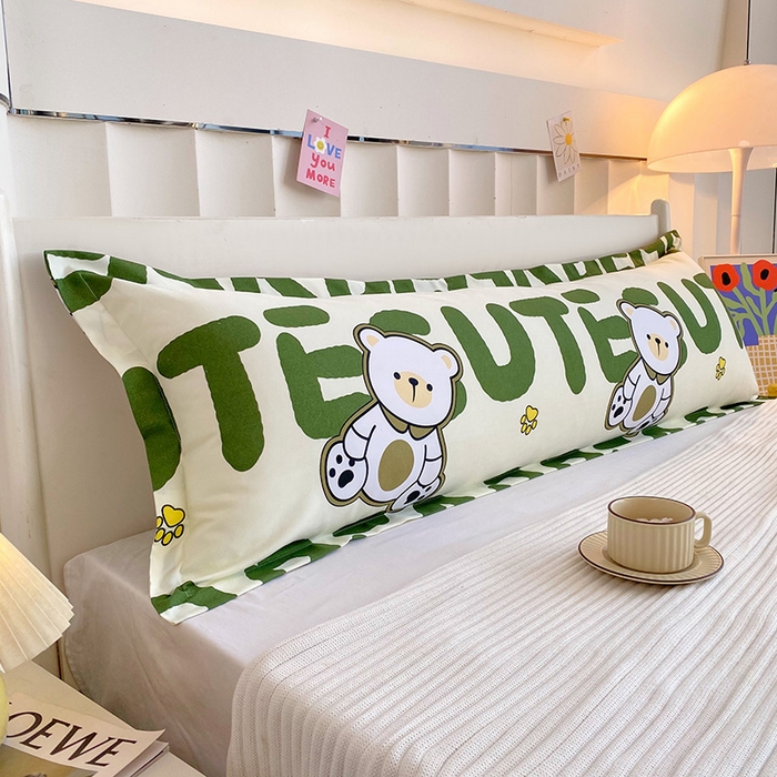 91家纺网 家纺一手货源 找家纺 雨彤家纺 2025新款小清新斜纹印花双人枕套 熊宝