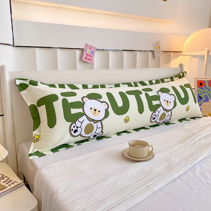 91家纺网 家纺一手货源 找家纺 雨彤家纺 2025新款小清新斜纹印花双人枕套 熊宝