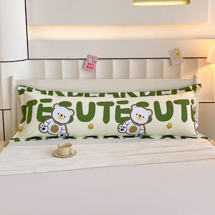 91家纺网 家纺一手货源 找家纺 雨彤家纺 2025新款小清新斜纹印花双人枕套 熊宝