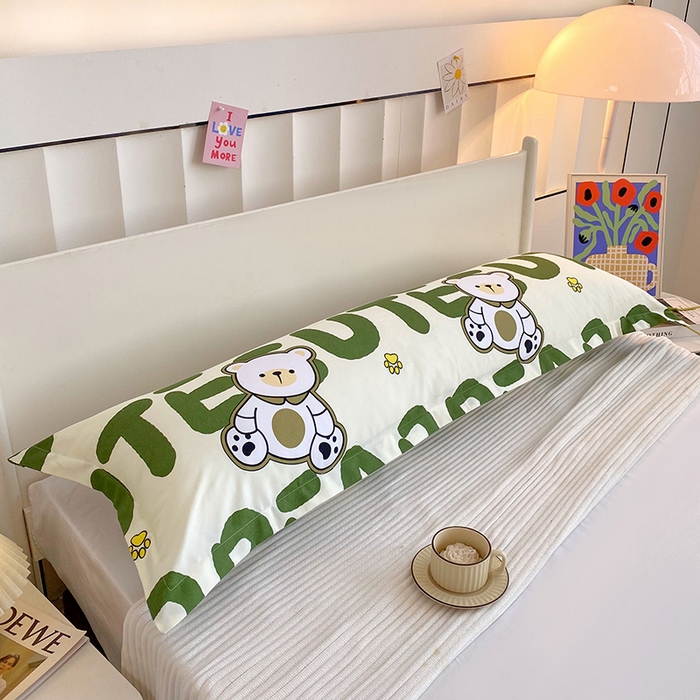 91家纺网 家纺一手货源 找家纺 雨彤家纺 2025新款小清新斜纹印花双人枕套 熊宝