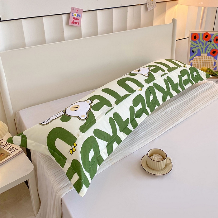 91家纺网 家纺一手货源 找家纺 雨彤家纺 2025新款小清新斜纹印花双人枕套 熊宝