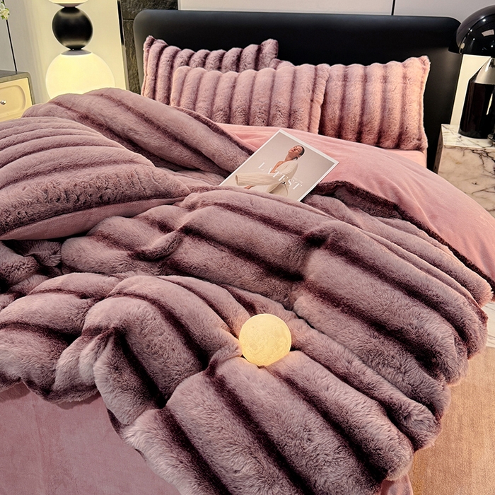 （总）唐人居 2025新款兔毛绒牛奶绒四件套--条纹