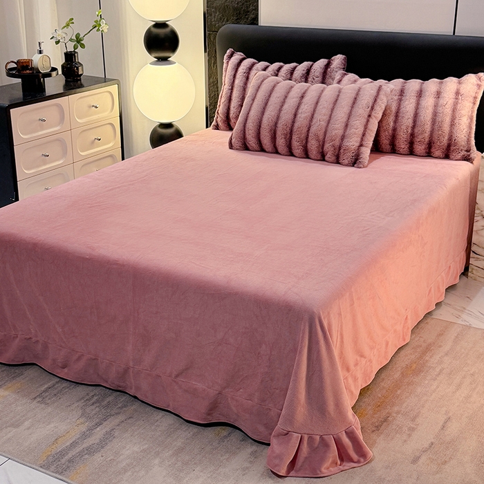 91家纺网 家纺一手货源 找家纺 （总）唐人居 2025新款兔毛绒牛奶绒四件套--条纹