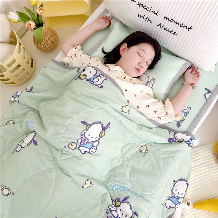 91家纺网 家纺一手货源 找家纺 （总）萌宝家纺 2025新款三丽鸥凉感丝夏被凉席三件套幼儿园小学生宿舍系列