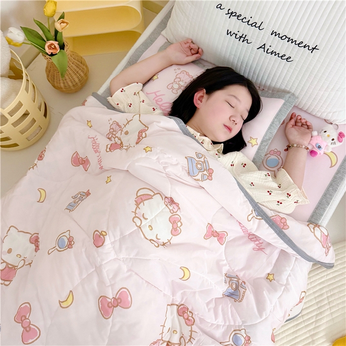 91家纺网 家纺一手货源 找家纺 （总）萌宝家纺 2025新款三丽鸥凉感丝夏被凉席三件套幼儿园小学生宿舍系列