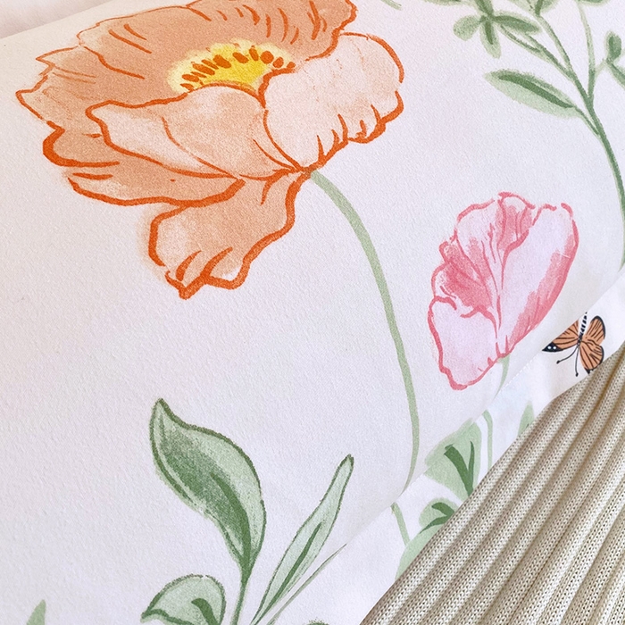 91家纺网 家纺一手货源 找家纺 雨彤家纺 2025新款小清新斜纹印花双人枕套 花开如画