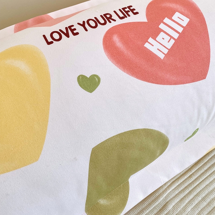 91家纺网 家纺一手货源 找家纺 雨彤家纺 2025新款小清新斜纹印花双人枕套 心情日记