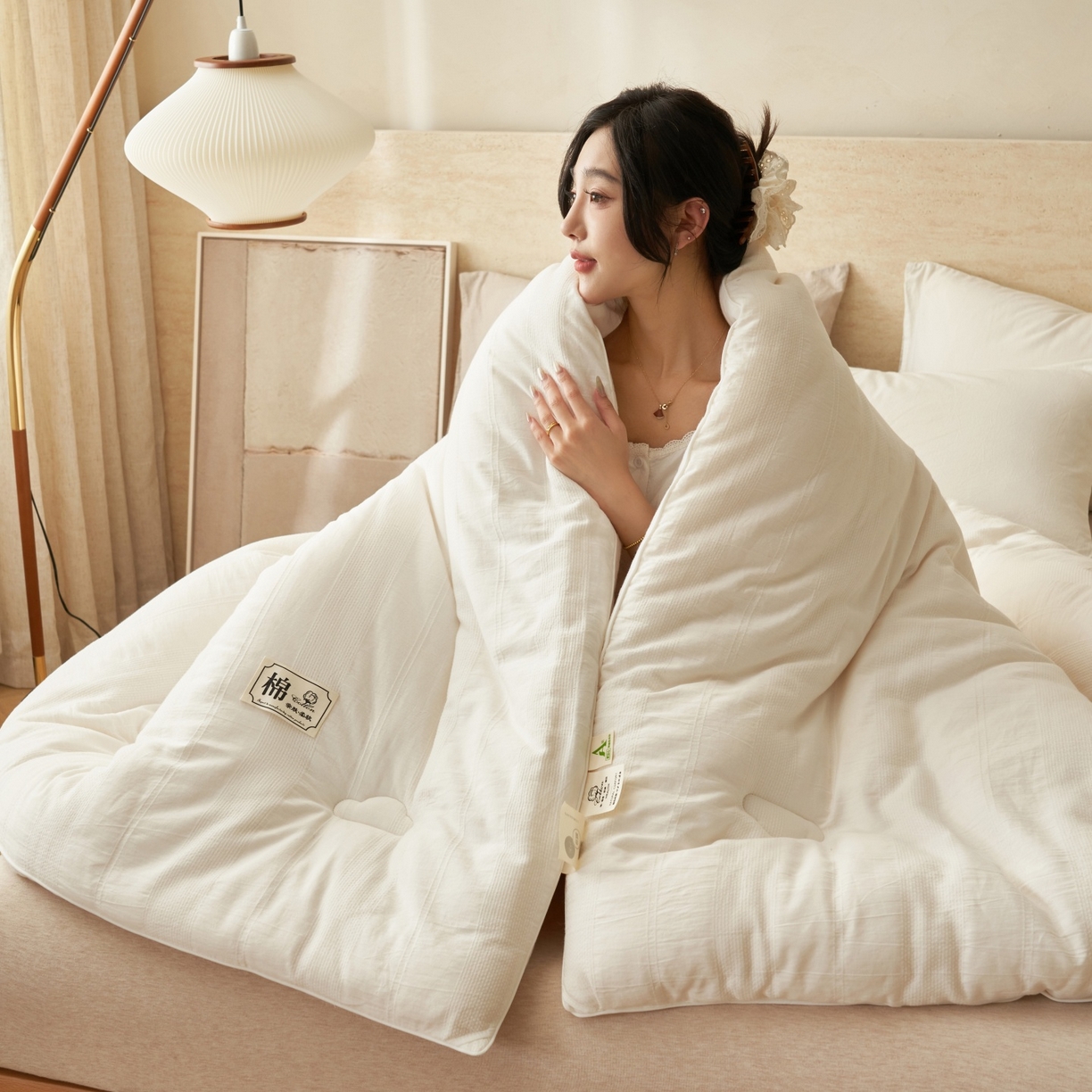 91家纺网 家纺一手货源 找家纺 （总）恬思语家纺 2025秋冬新品全棉色织大提花棉花冬被被子被芯