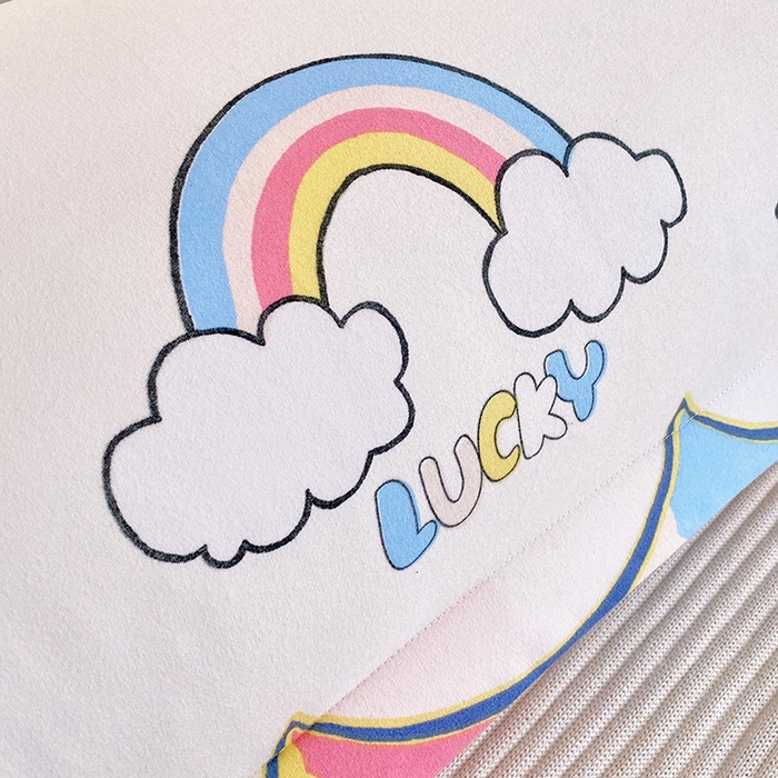 91家纺网 家纺一手货源 找家纺 雨彤家纺 2025新款小清新斜纹印花双人枕套 彩虹桥