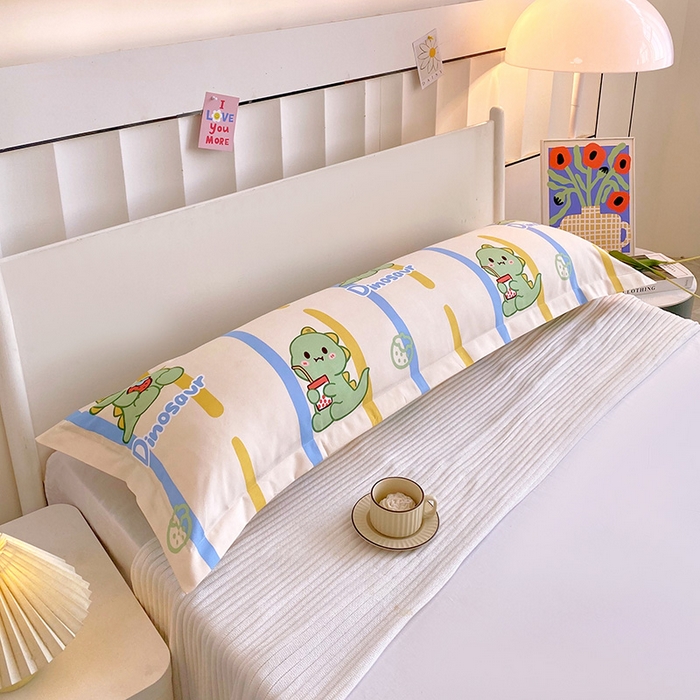 91家纺网 家纺一手货源 找家纺 雨彤家纺 2025新款小清新斜纹印花双人枕套 小神龙