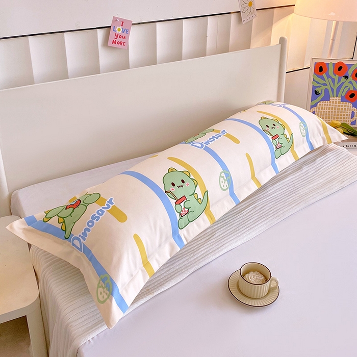 91家纺网 家纺一手货源 找家纺 雨彤家纺 2025新款小清新斜纹印花双人枕套 小神龙