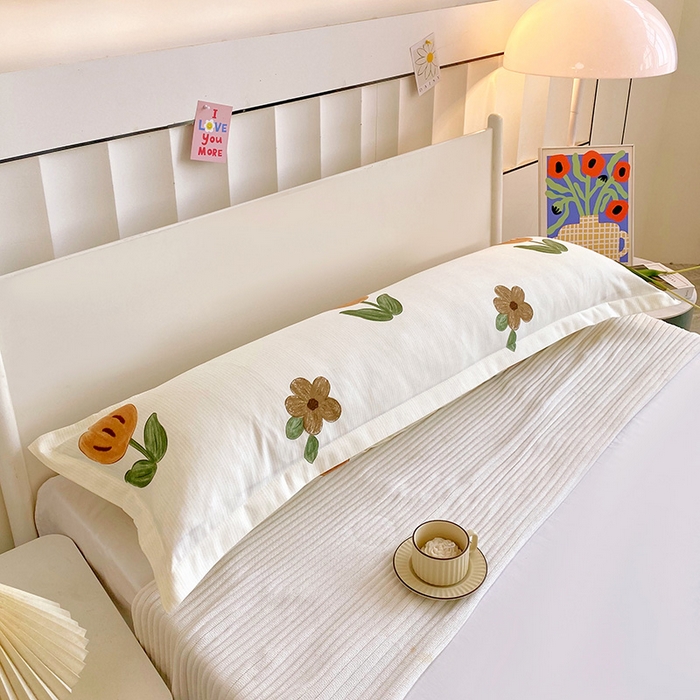 91家纺网 家纺一手货源 找家纺 雨彤家纺 2025新款小清新斜纹印花双人枕套 繁花萱梦