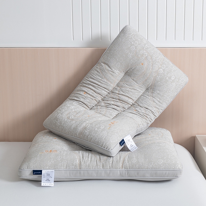 91家纺网 家纺一手货源 找家纺 小米枕芯 2025新款繁花四喜养眠枕头枕芯 灰色