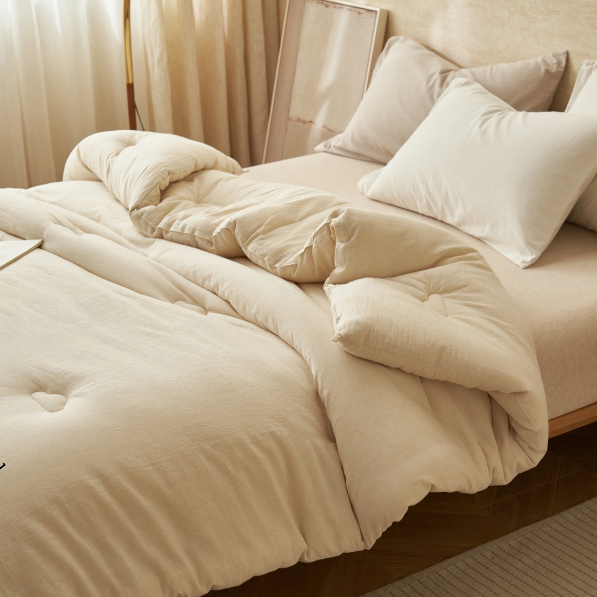 91家纺网 家纺一手货源 找家纺 （总）恬思语家纺 2025秋冬新品棉麻素色新疆棉花冬被被子被芯