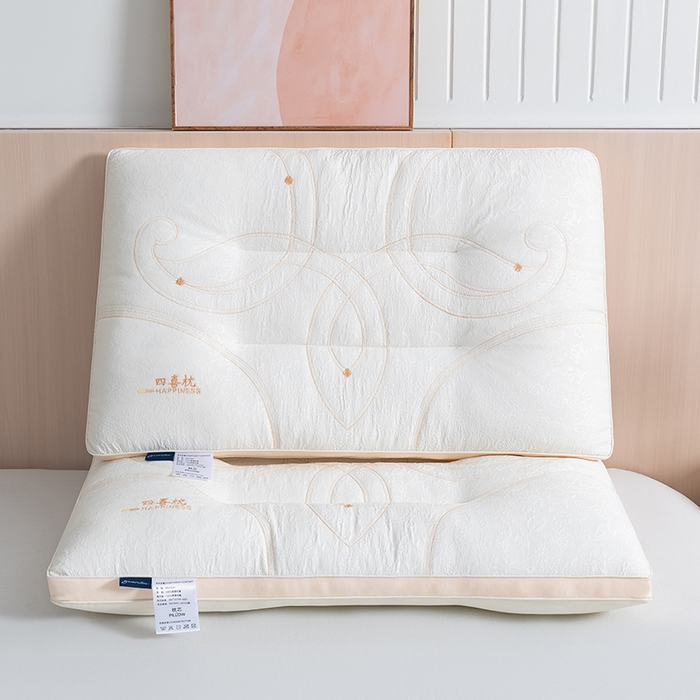 91家纺网 家纺一手货源 找家纺 小米枕芯 2025新款繁花四喜养眠枕头枕芯 粉色