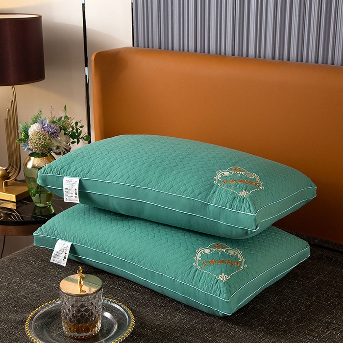 永乐枕芯 2025新款艾草纤维热熔枕立体可水洗不变形枕芯 绿色艾草 48x74cm/对