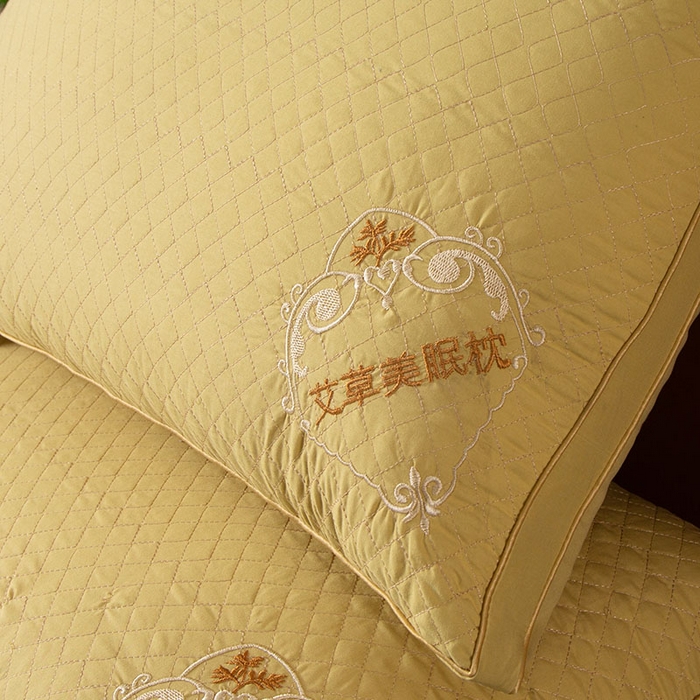 91家纺网 家纺一手货源 找家纺 永乐枕芯 2025新款艾草纤维热熔枕立体可水洗不变形枕芯 黄色艾草 48x74cm/对