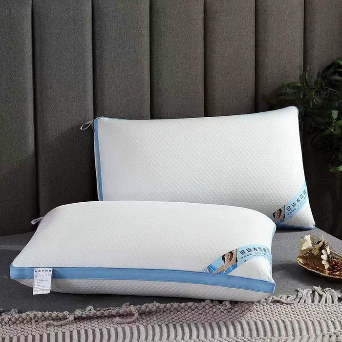 永乐枕芯 2025新款艾草纤维热熔枕立体可水洗不变形枕芯 蓝色 48x74cm/对