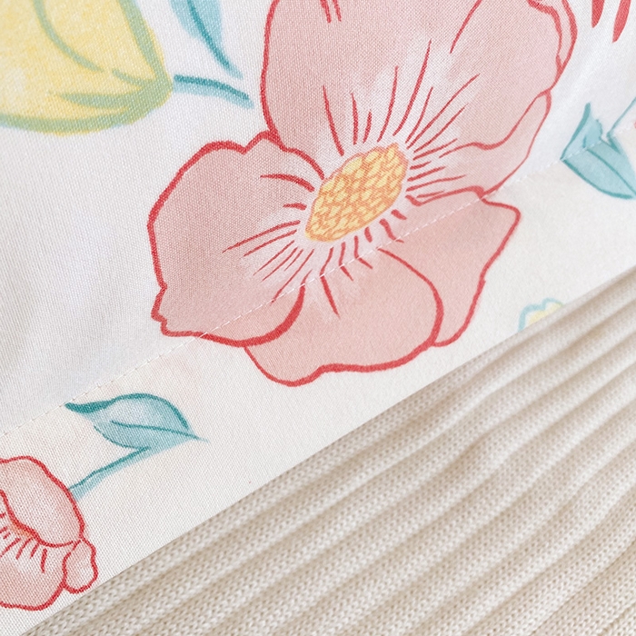 91家纺网 家纺一手货源 找家纺 雨彤家纺 2025新款小清新斜纹印花双人枕套 花间美好